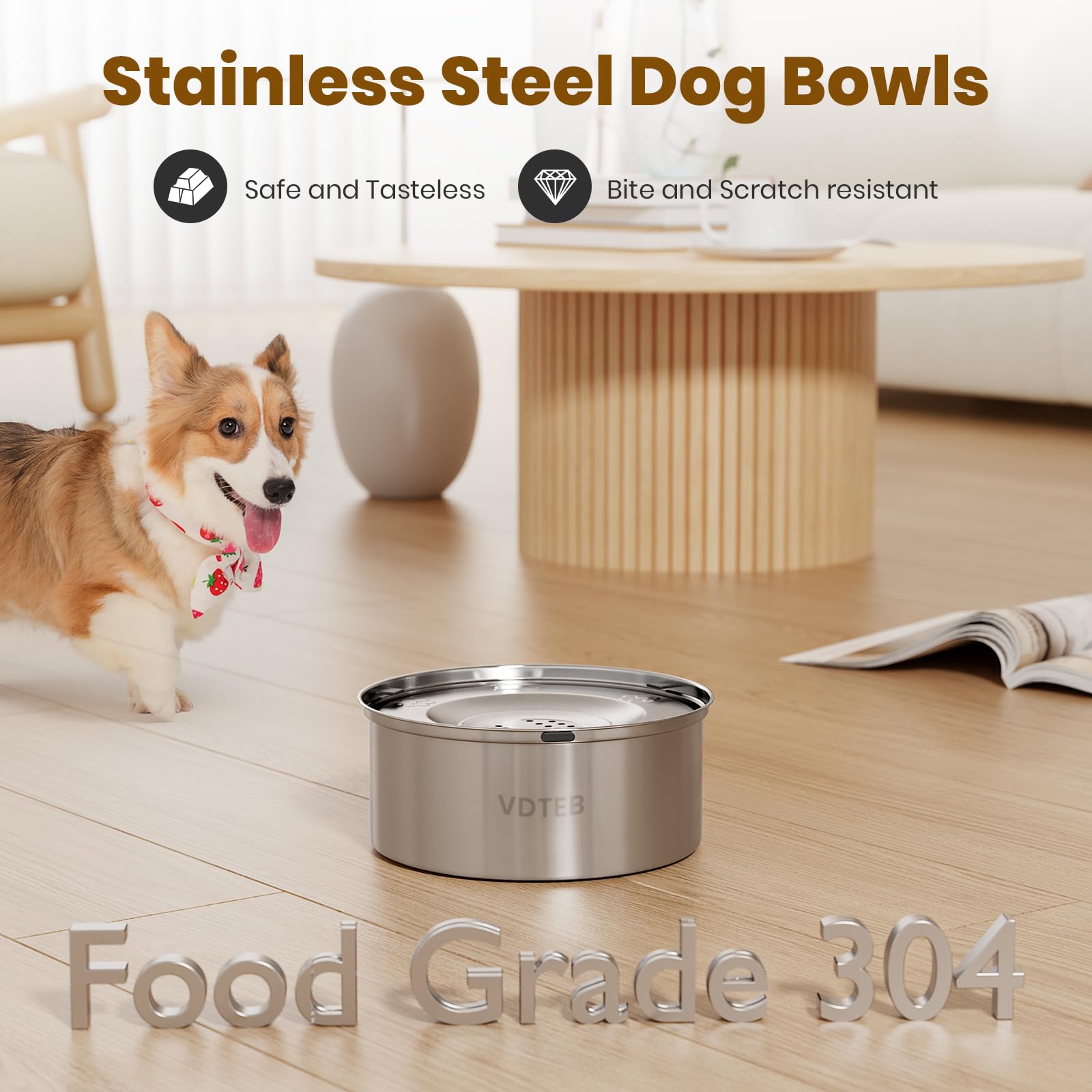 VDTEB anti-slip base keeps bowl steady during messy drinking sessions