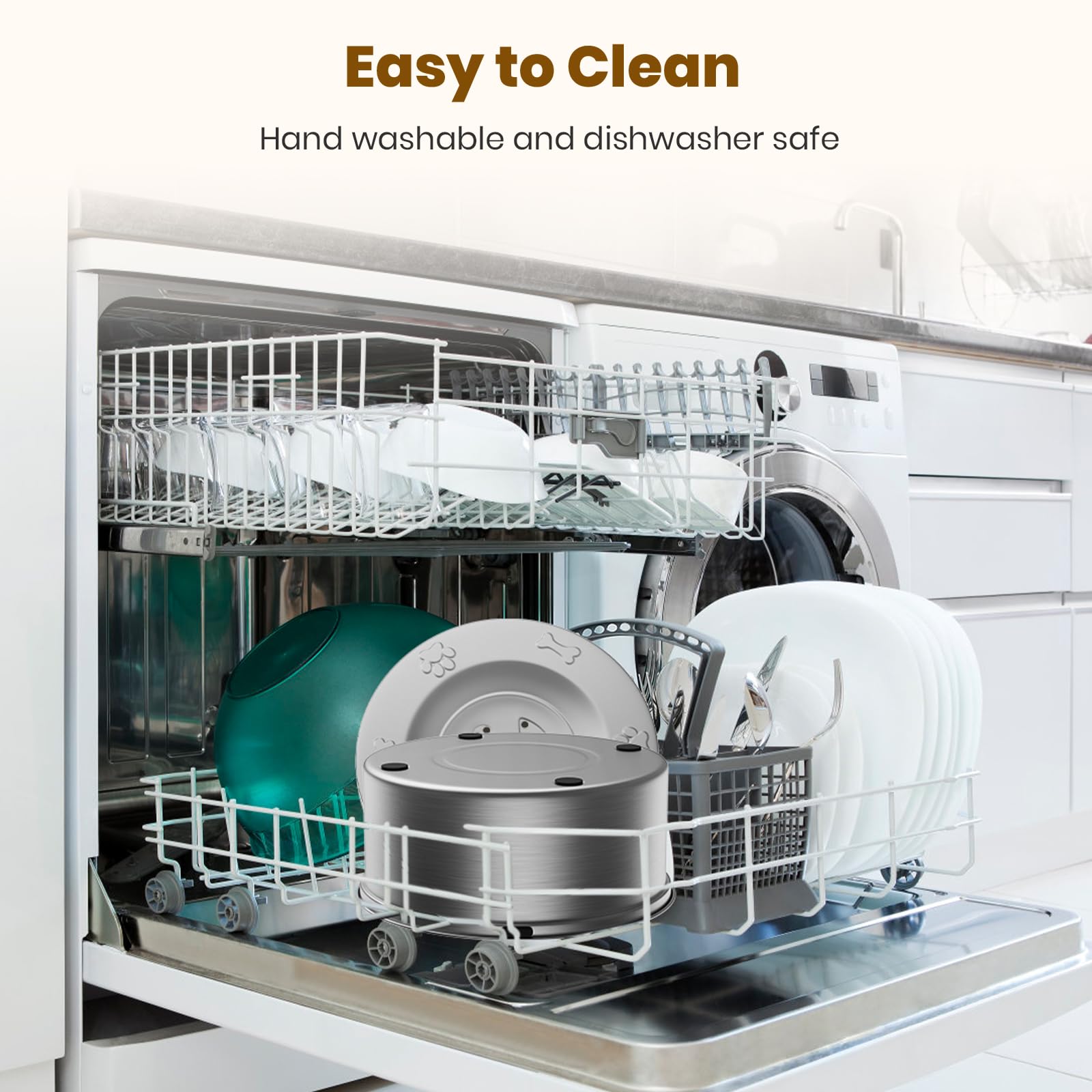 VDTEB easy-clean dishwasher-safe dog bowl for quick maintenance