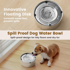 VDTEB slow-drinking dog water bowl features floating disk to reduce drinking speed