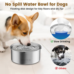 VDTEB stainless-steel dog water bowl rust-proof and easy to clean