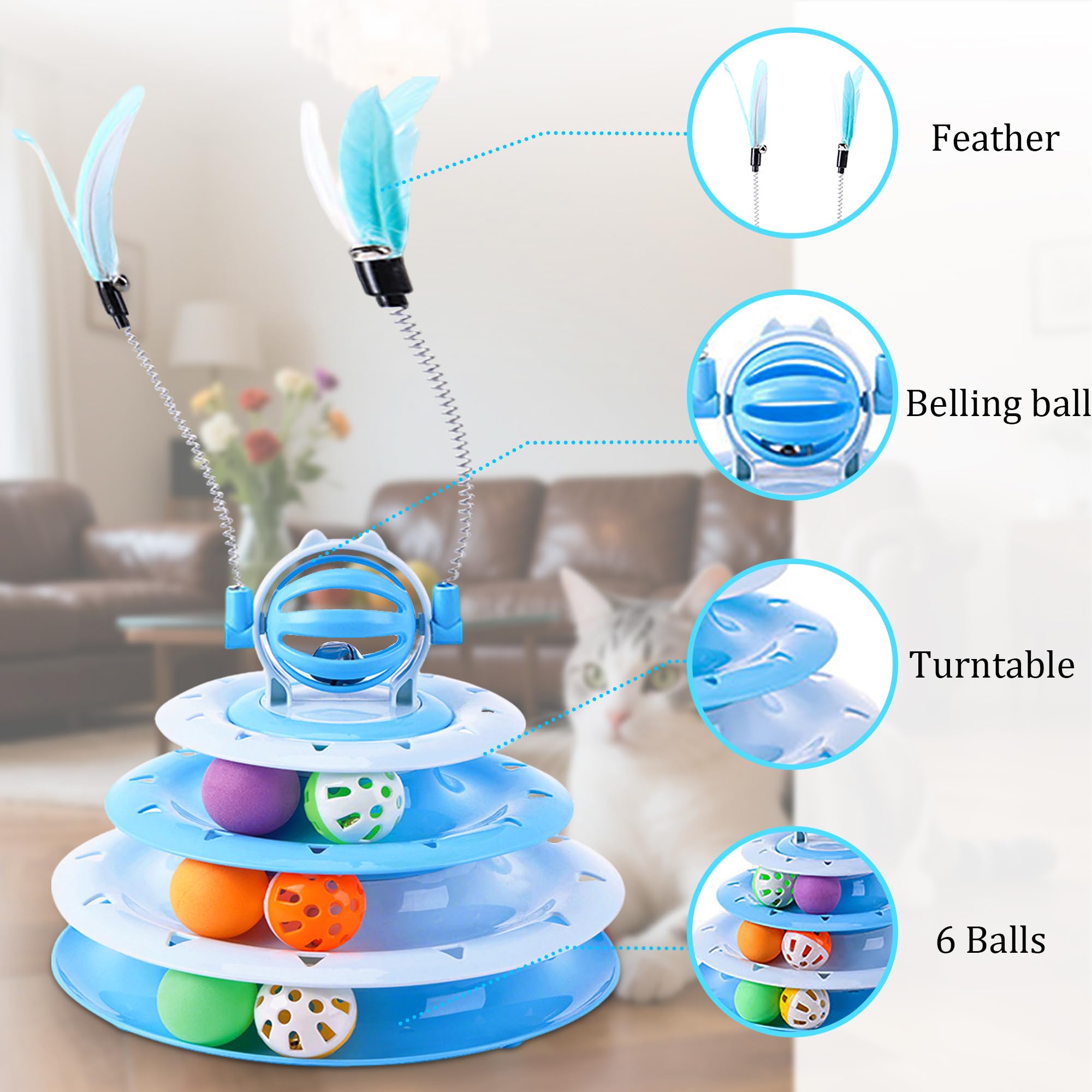 Vealind Cat Toy Roller pom pom balls encourage playful chasing and sprinting.