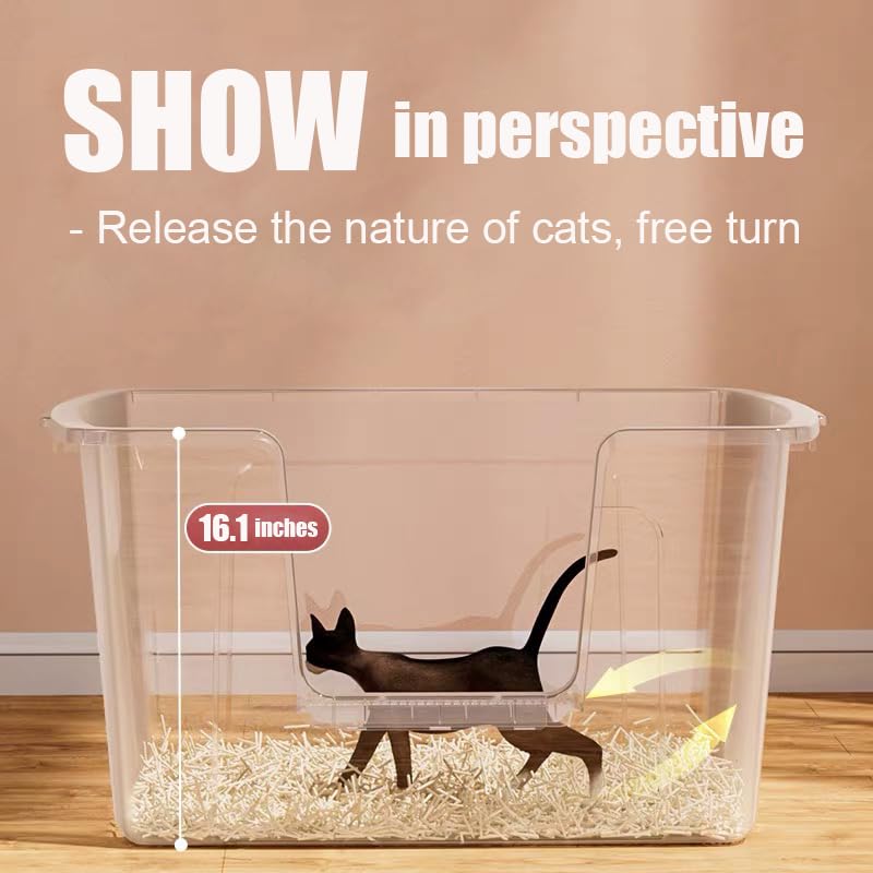 Vealind extralarge cat litter box 31x21 top view showing spacious interior for multiple cats.