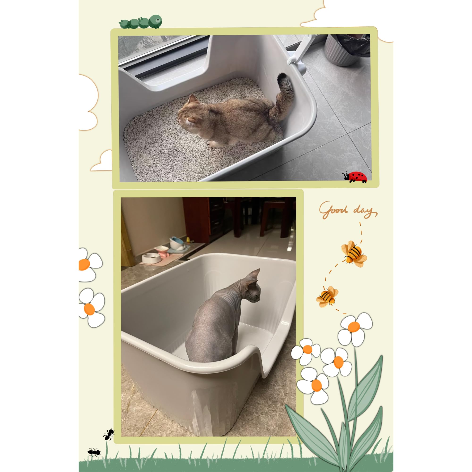 Vealind Jumbo Litter Box grey finish blends with home decor and is easy to clean.