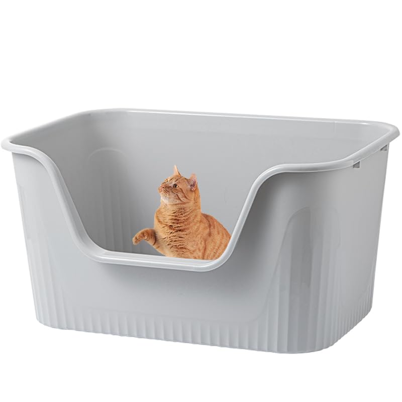 Vealind Jumbo Litter Box front view shows oversized space for big cats.