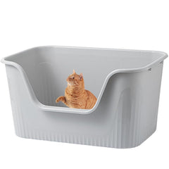 Vealind Jumbo Litter Box front view shows oversized space for big cats.