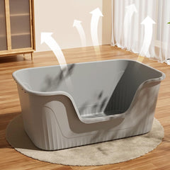 Vealind Jumbo Litter Box thick plastic interior resists bending during moves.