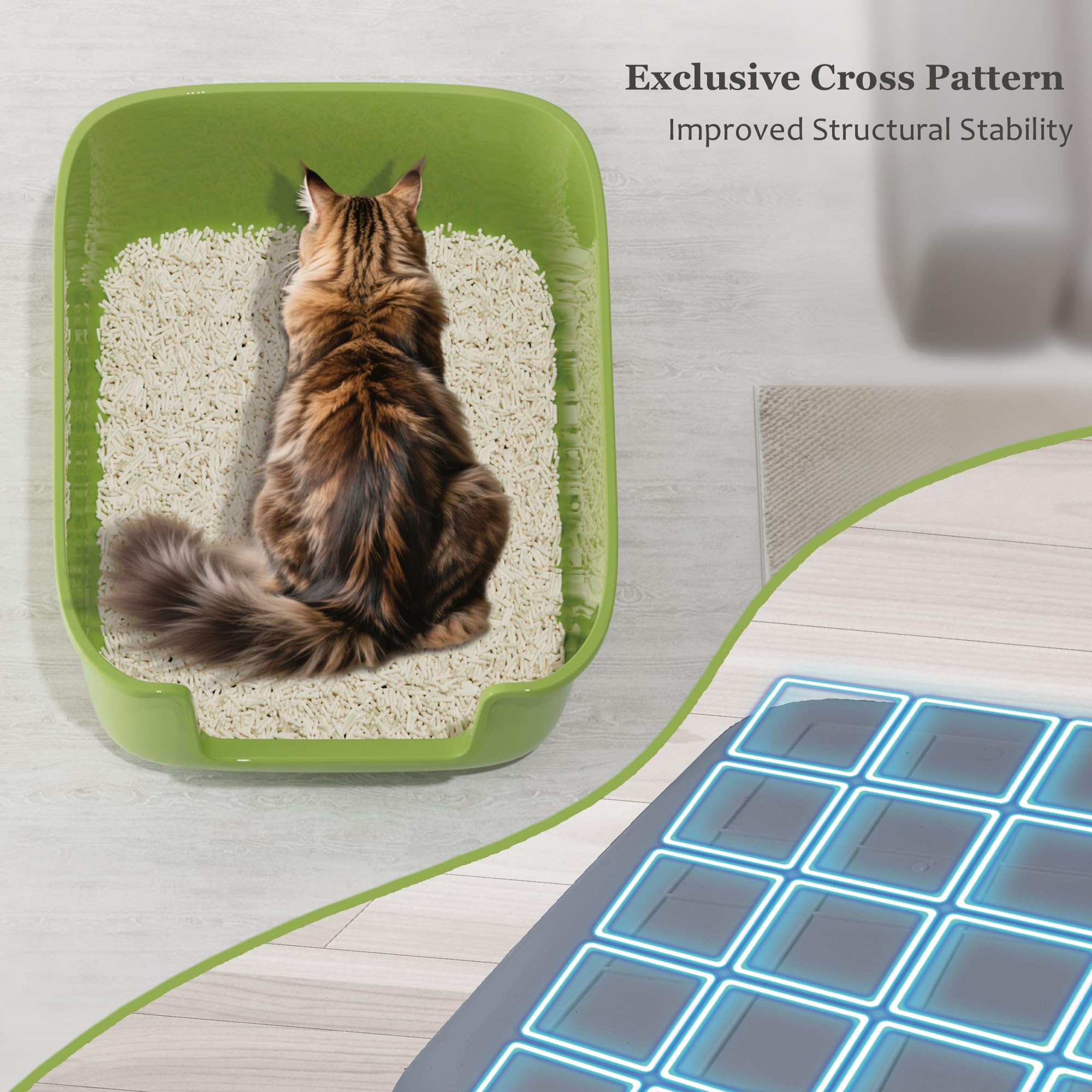 Vealind litter box durable BPA-free polypropylene material ensures long-lasting use