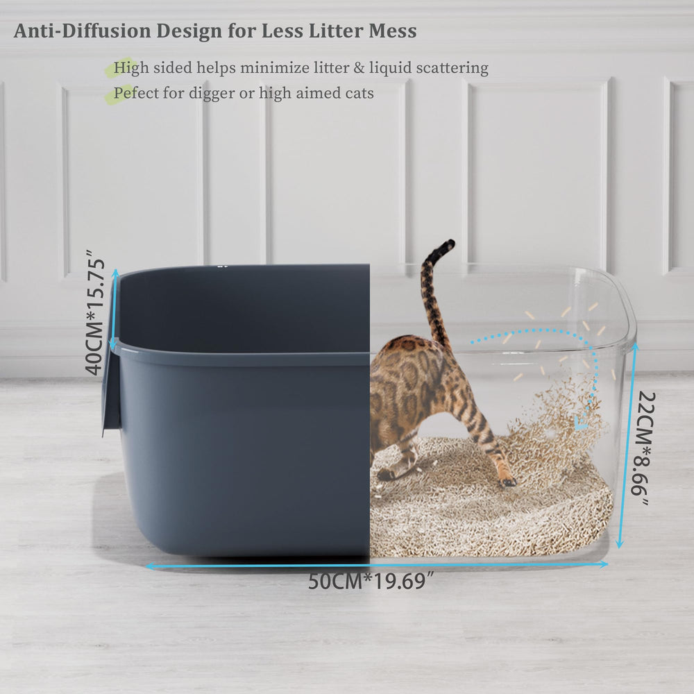 Vealind litter box non-stick coating interior eases cleaning and residue removal