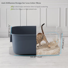 Vealind litter box non-stick coating interior eases cleaning and residue removal