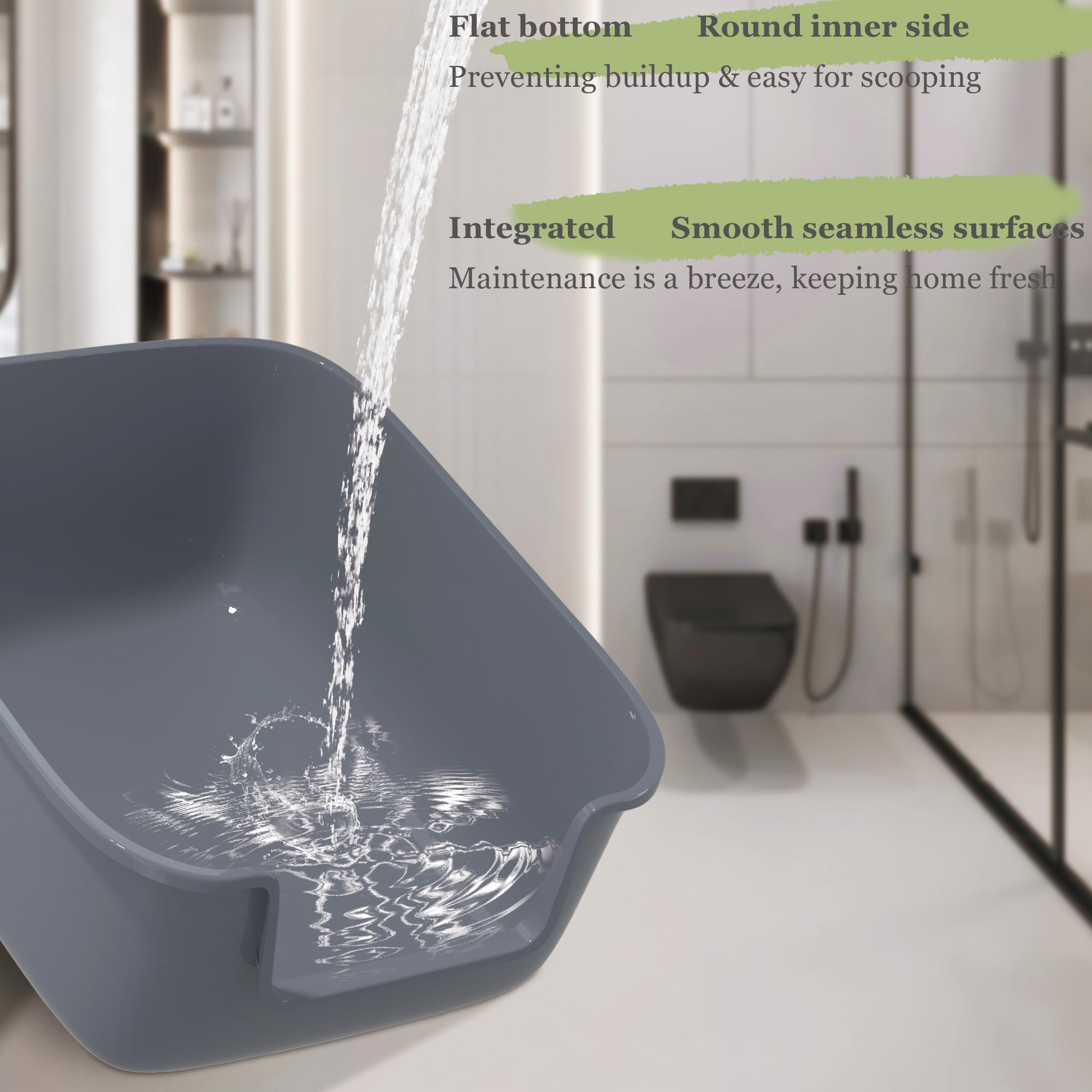 Vealind litter box ready to use right out of the box, no assembly