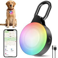 Vebiso 2-in-1 GPS tracker dog light on collar for nighttime visibility.