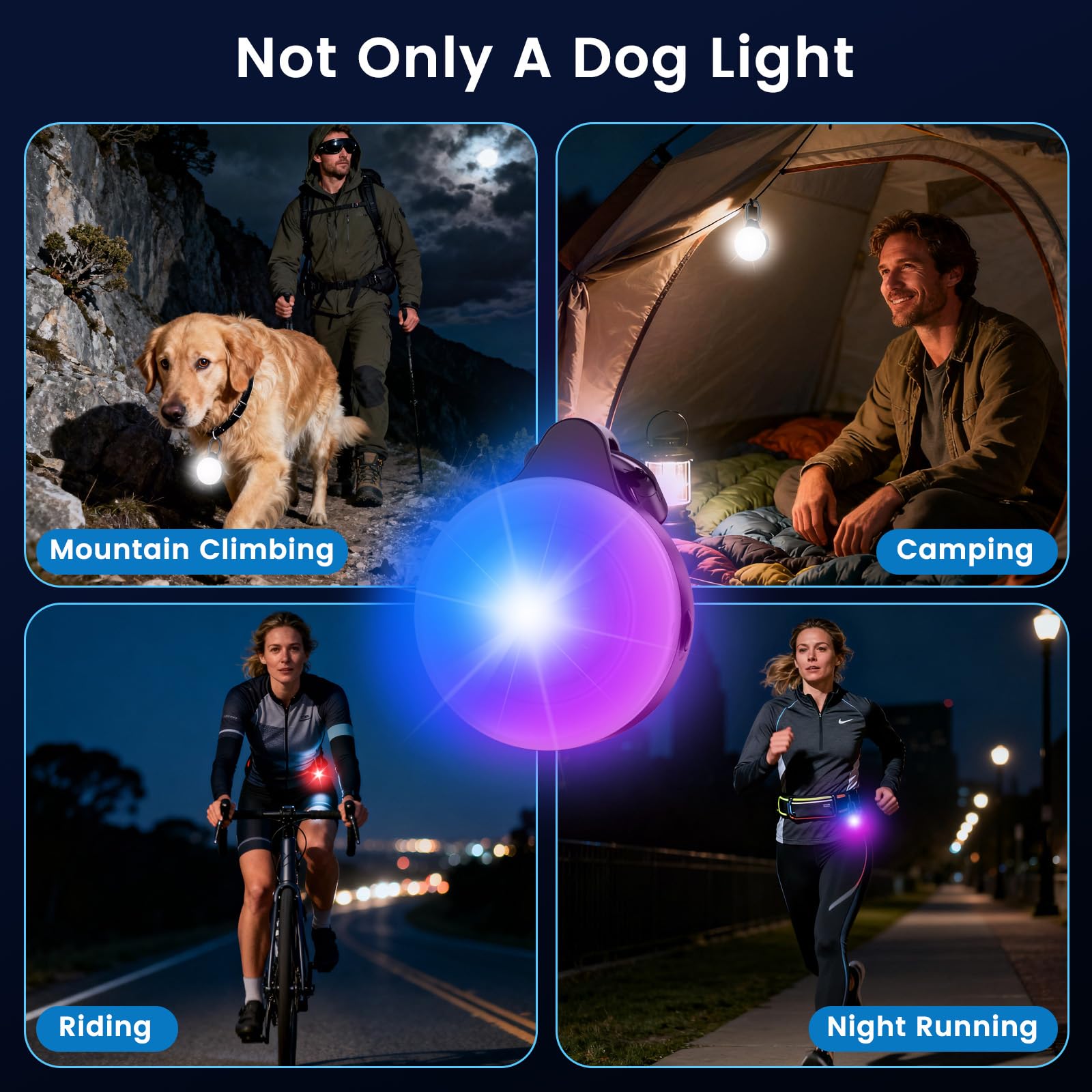 Vebiso night walking and camping dog light in dim outdoor lighting.