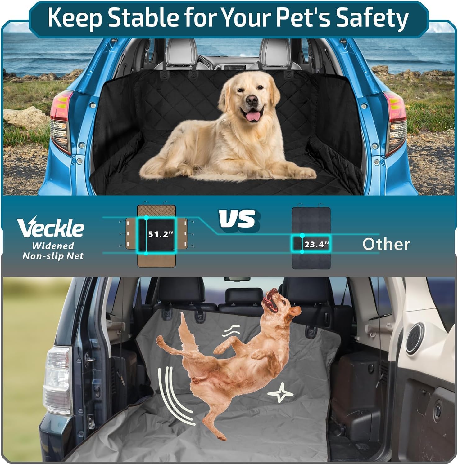 Veckle SUV Cargo Liner easy install with buckles and straps for quick setup