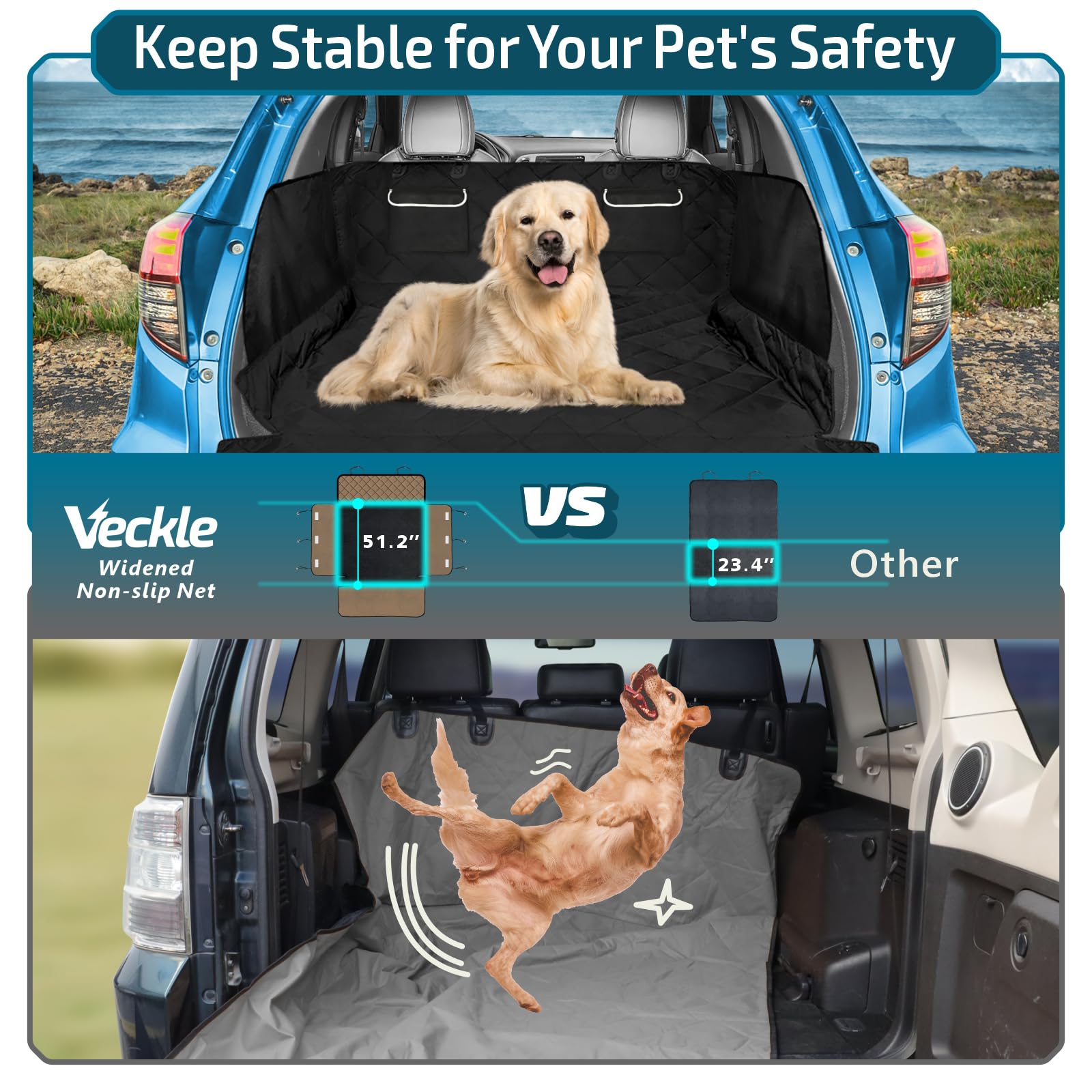 Veckle suction cups and Velcro panels secure side panels for stable coverage.