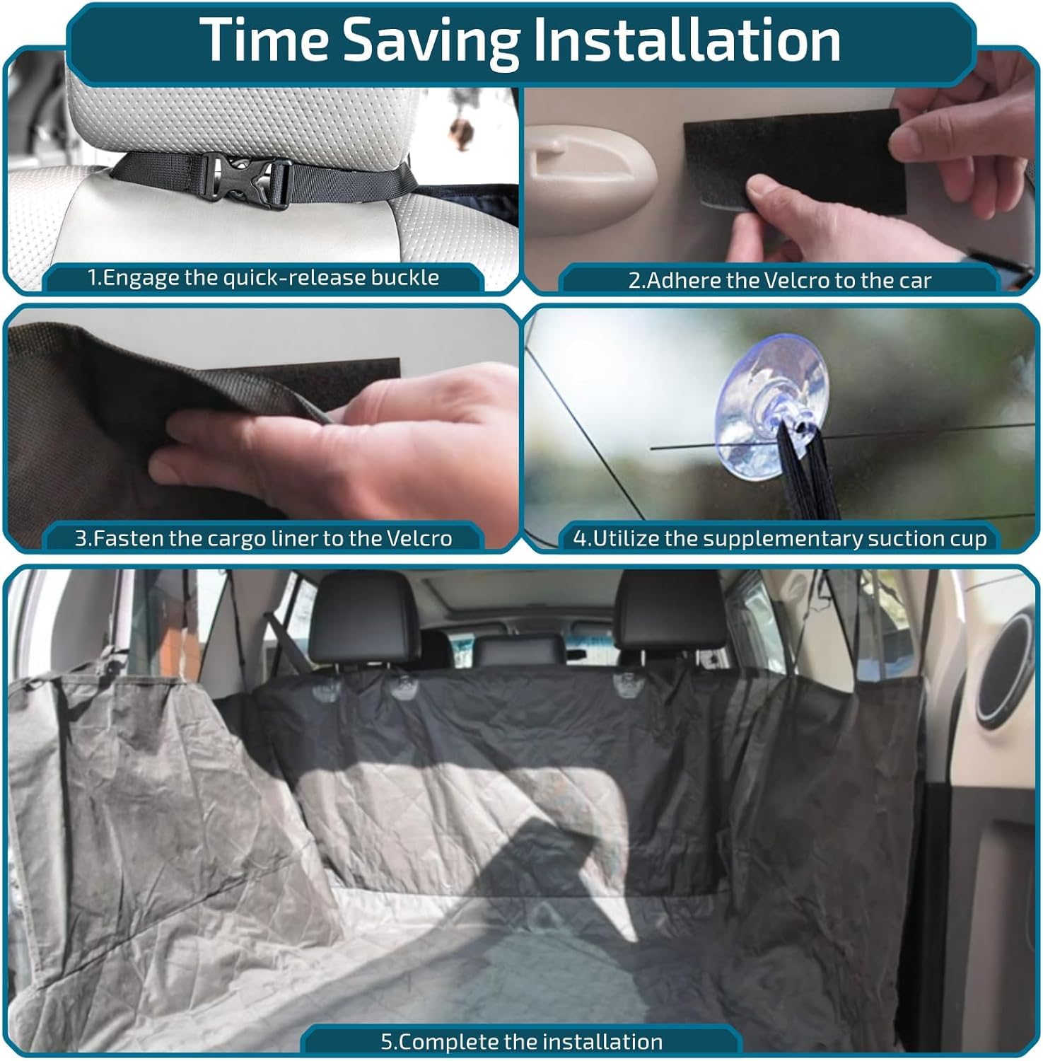 Veckle SUV Cargo Liner universal fit design works with SUVs sedans and vans