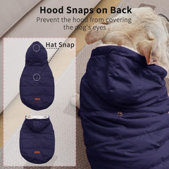 Vecomfy dog hoodie with snaps enables easy on/off wearing.
