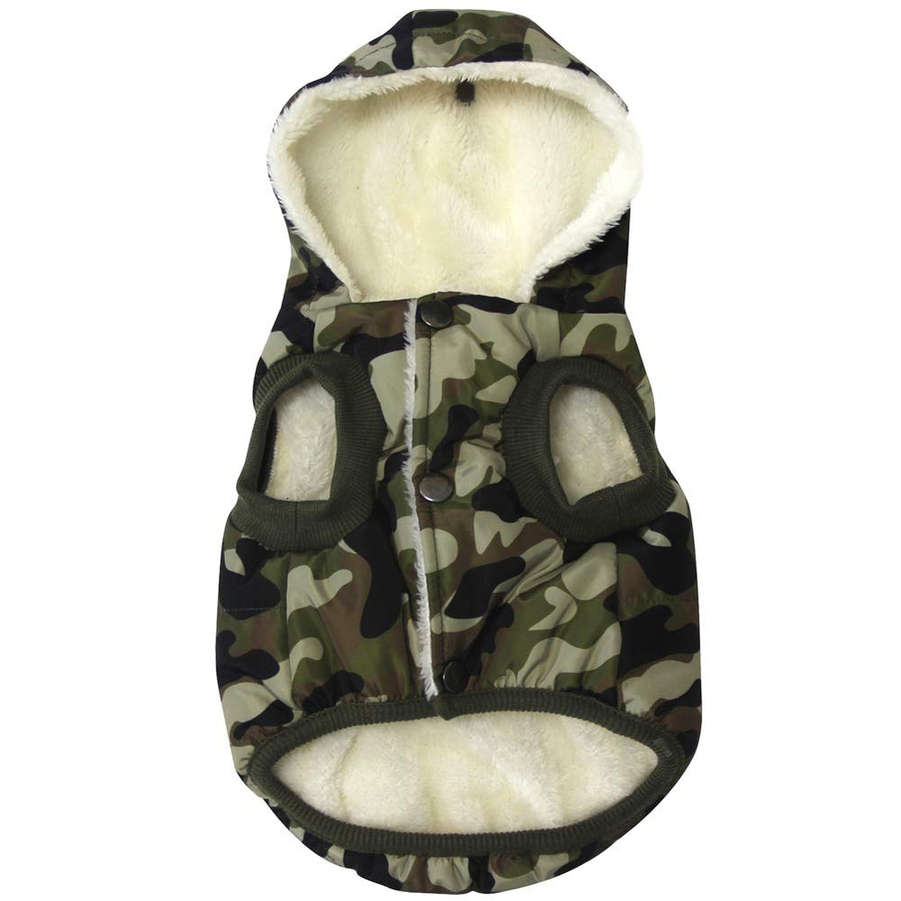 Vecomfy fleece-lined dog hoodie front view for extra warmth during winter walks.