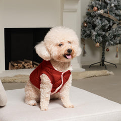 Vecomfy hoodie red with leash hole detail for easy outdoor walks.