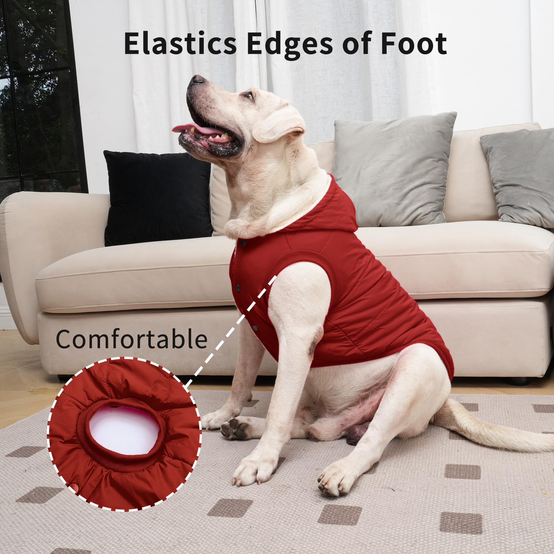 Vecomfy winter dog coat with snaps, easy on and off.