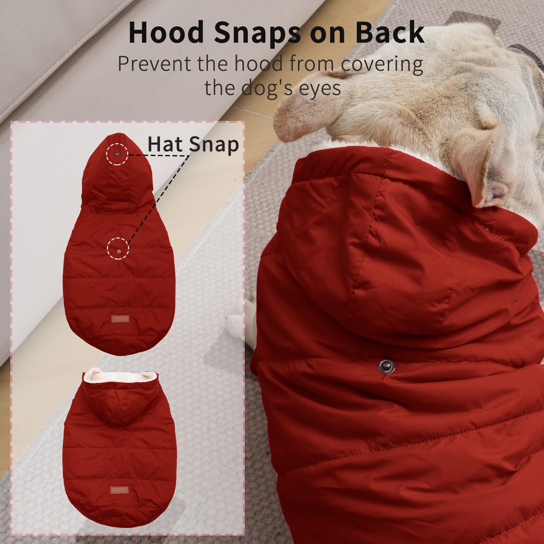 Vecomfy fleece-lining hoodie red XS back view shows snug fit