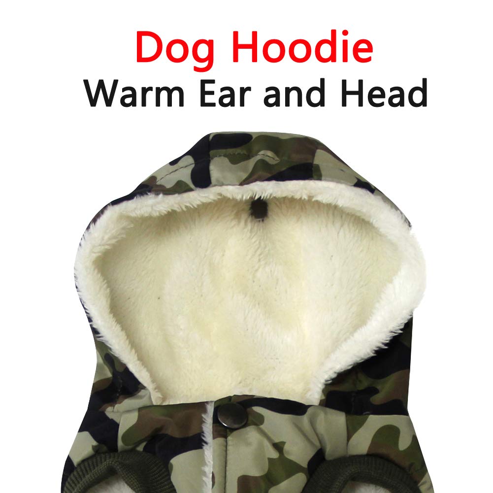Vecomfy green camo back view adds stylish warmth for small companions.