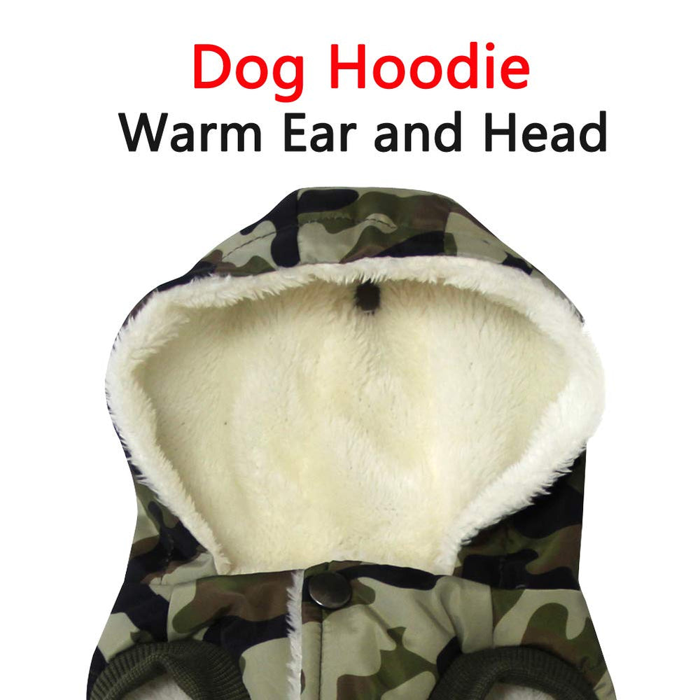 Vecomfy green camo back view adds stylish warmth for small companions.