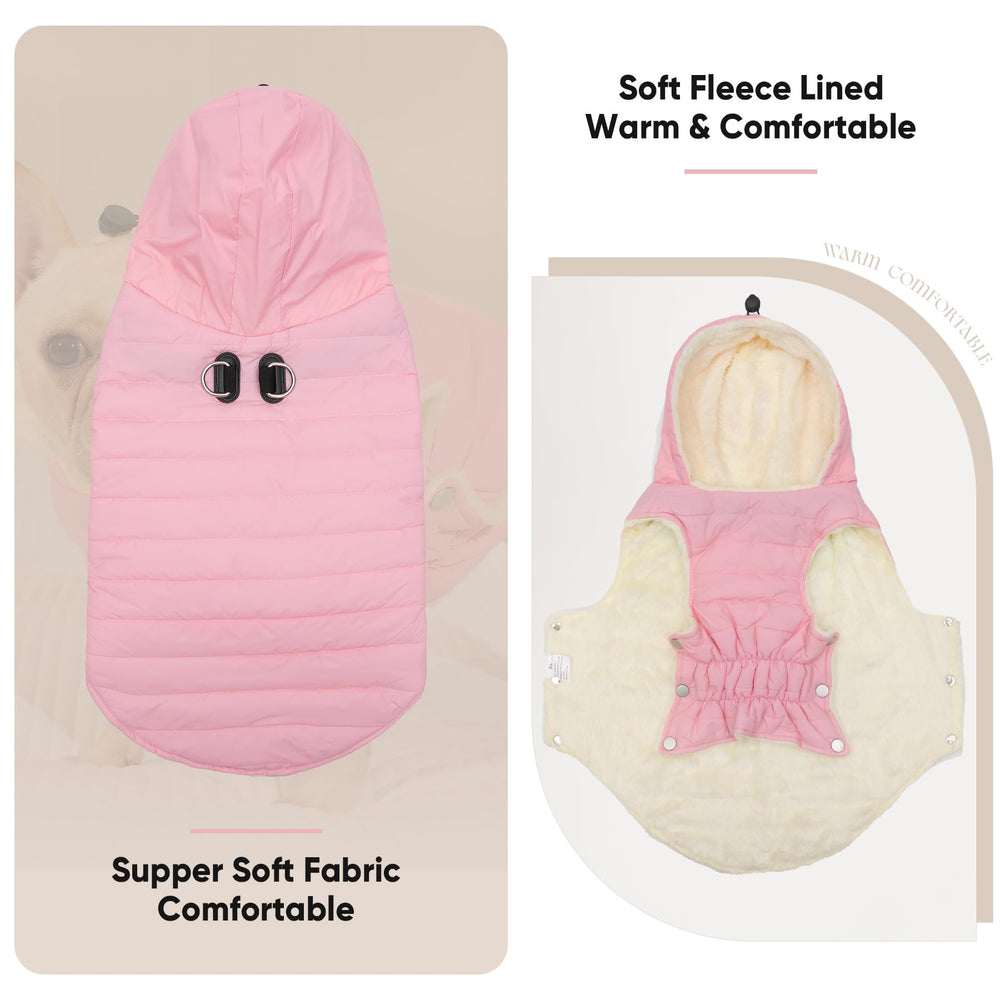 Vecomfy light pink dog coat size M for small breeds.