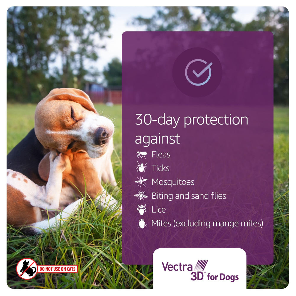 Vectra 3D for dogs repels and kills mosquitoes for ongoing protection.