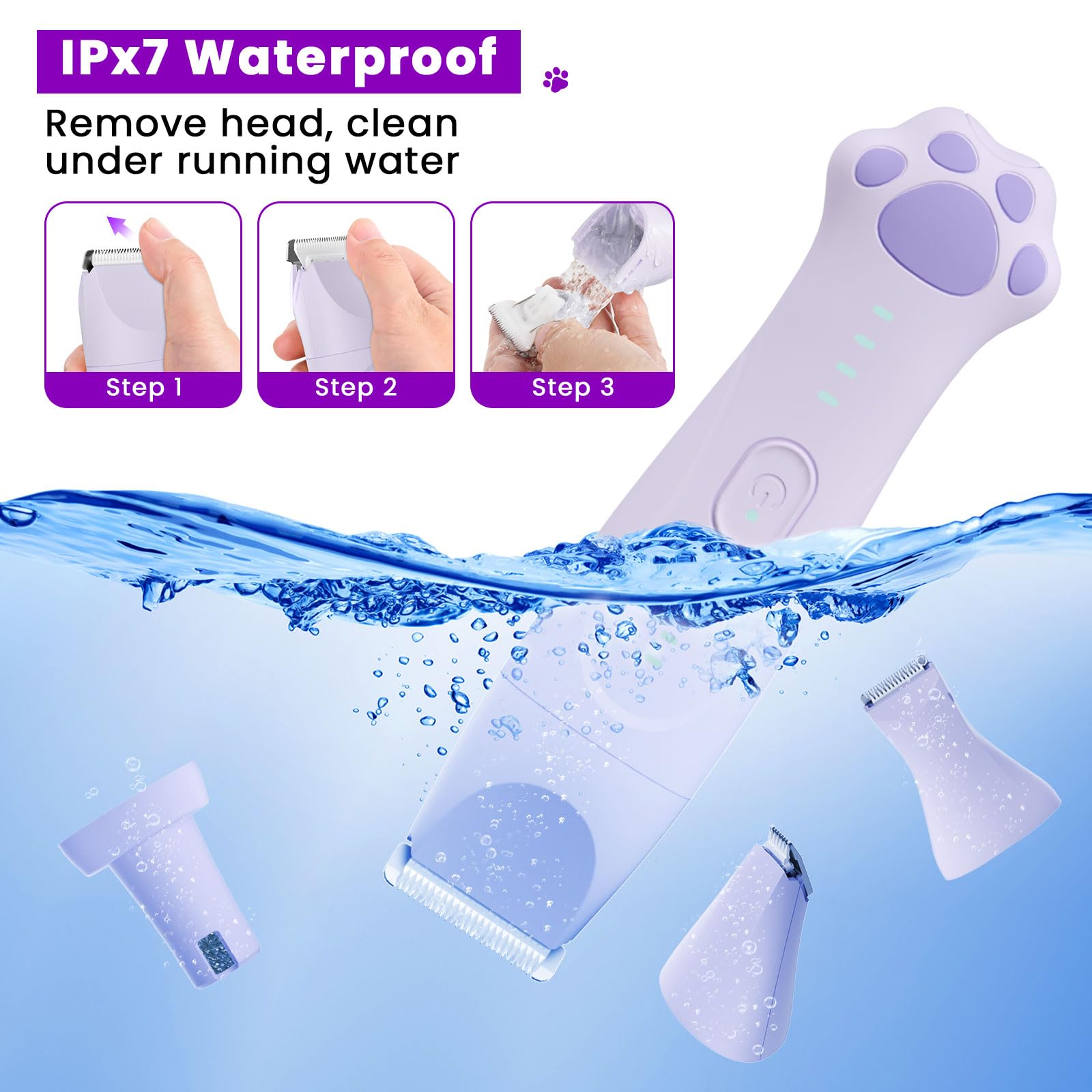 Veeconn dog paw trimmer blades are titanium ceramic and stay cool during use.