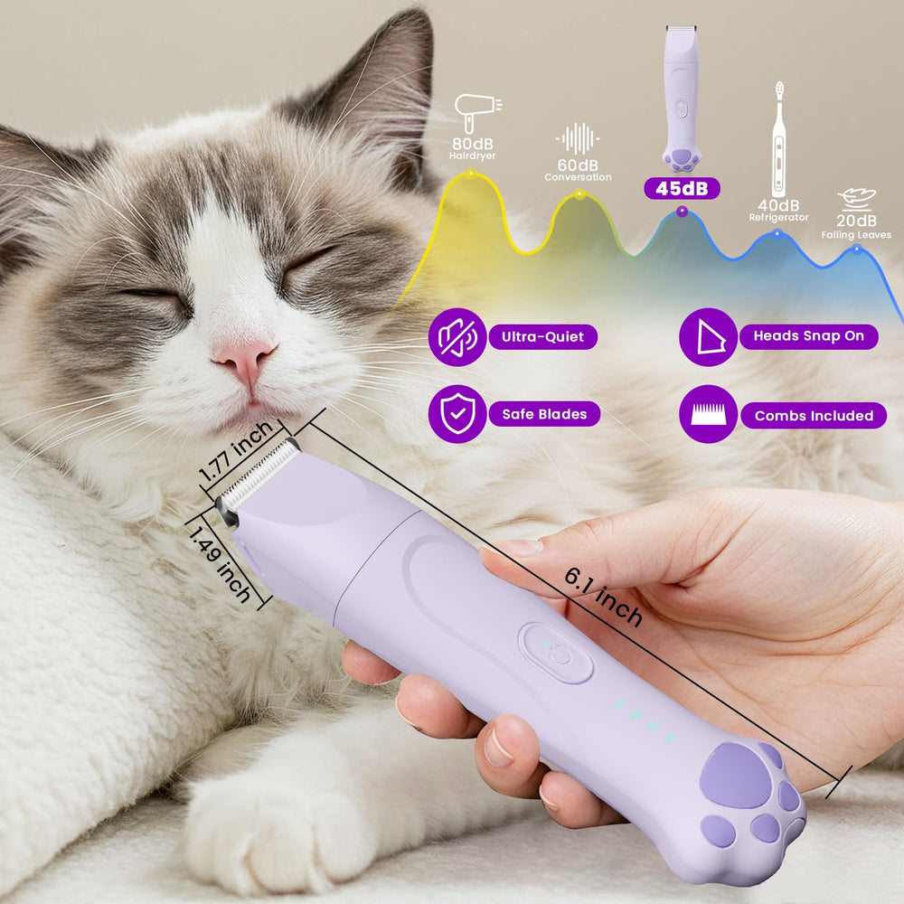 Veeconn dog paw trimmer with 4-in-1 heads for precise trimming.