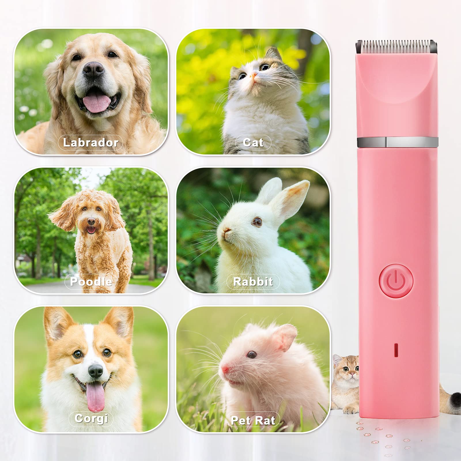 Veeconn dog grooming clips pink battery-charging capability supports uninterrupted grooming