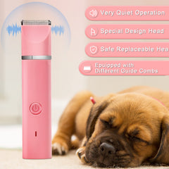 Veeconn dog grooming clips pink trimmer-head closeup for versatile grooming