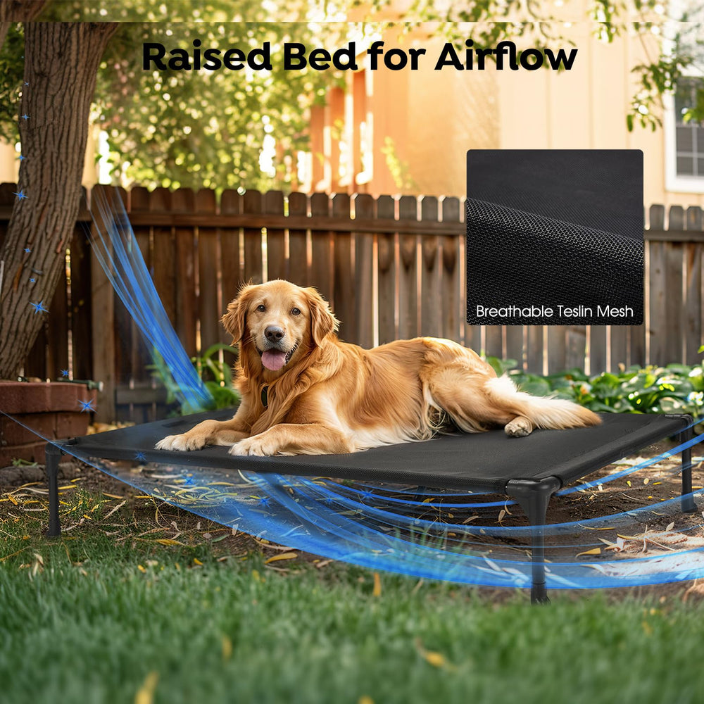 Veehoo cooling elevated dog bed non-slip feet ensure steady placement on floors