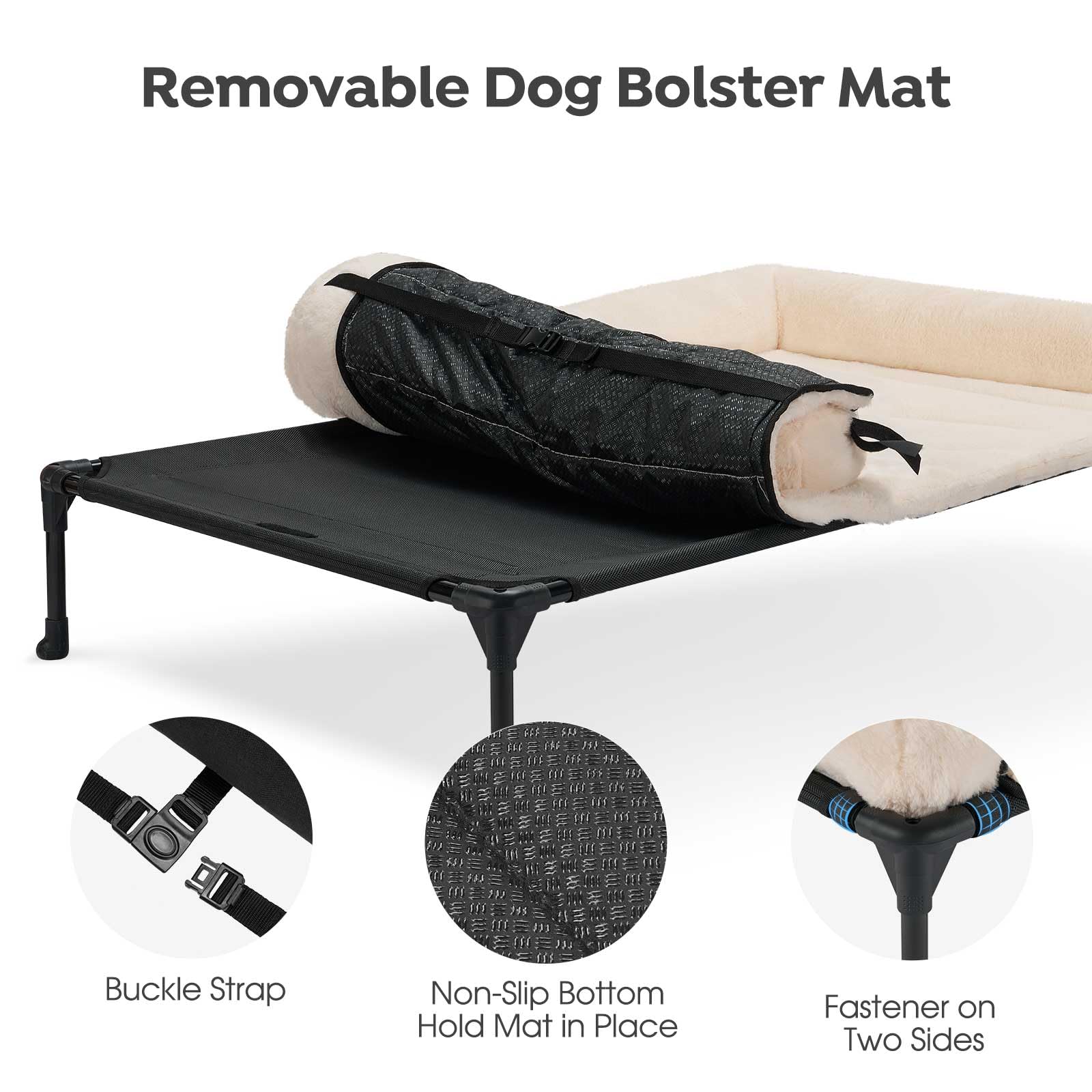 Veehoo cooling elevated dog bed raised frame demonstrates stability and safety