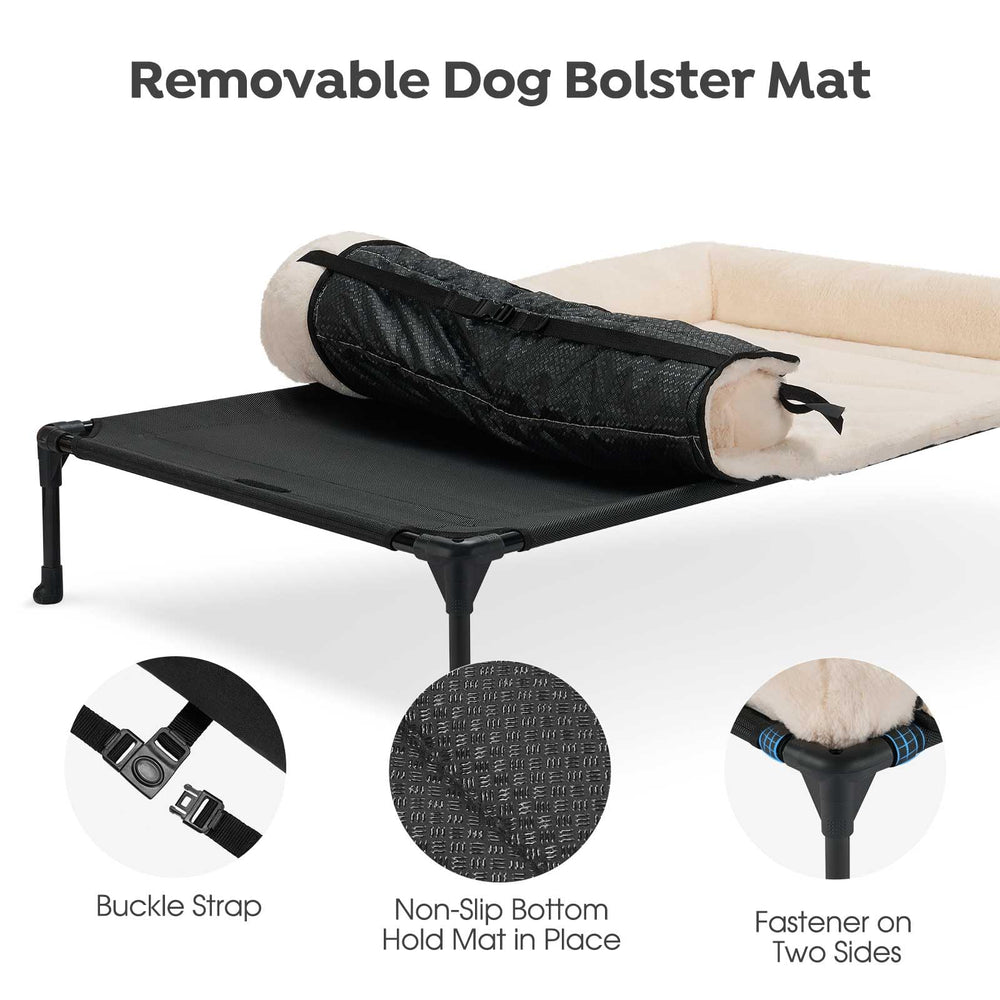 Veehoo cooling elevated dog bed raised frame demonstrates stability and safety