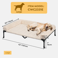 Veehoo cooling elevated dog bed side angle highlighting sturdy frame and bolster