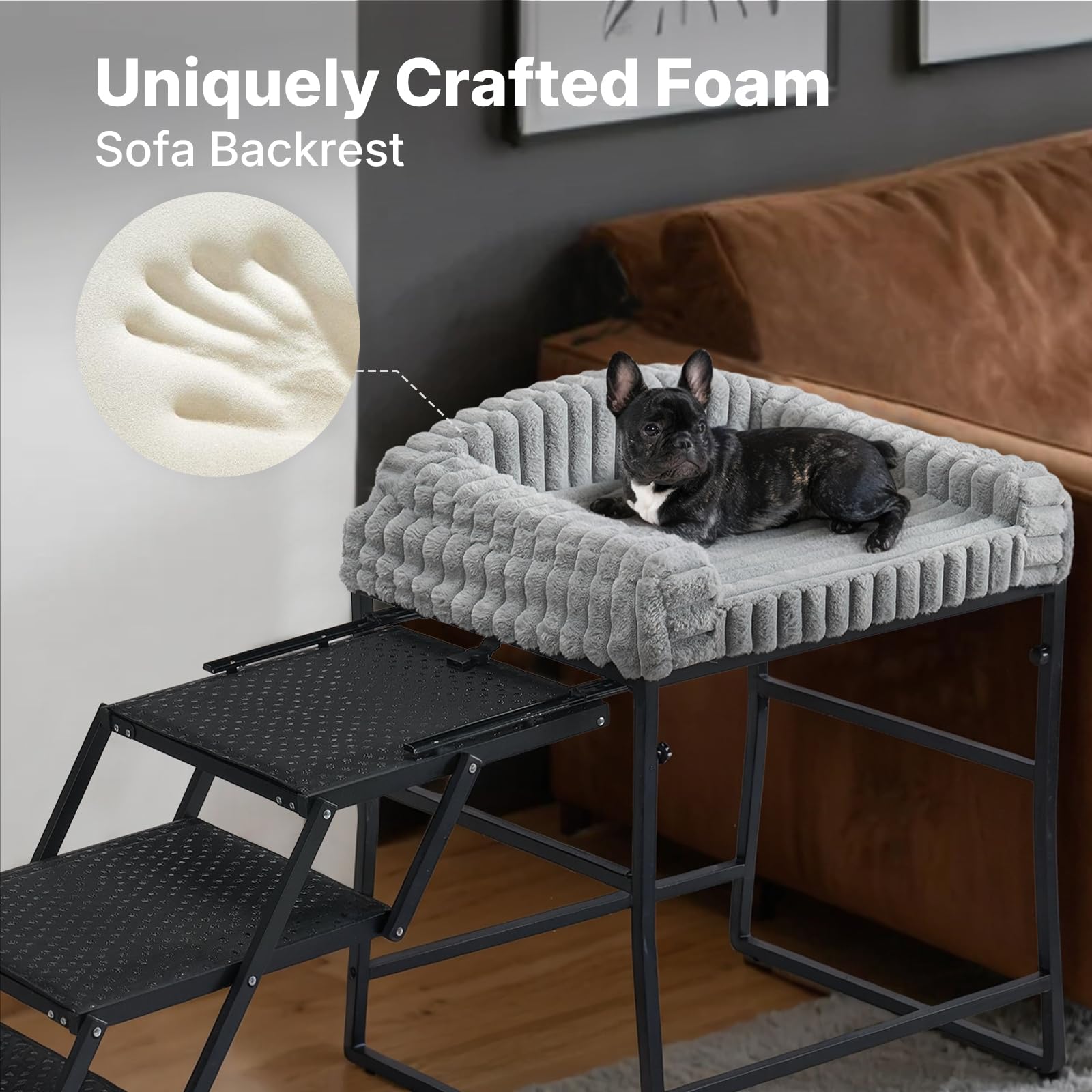 Veehoo Dog Window Perch three-sided-bolster offers neck support and safety.