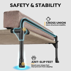 Veehoo elevated dog bed three-sided bolster offers secure lounging and comfort.