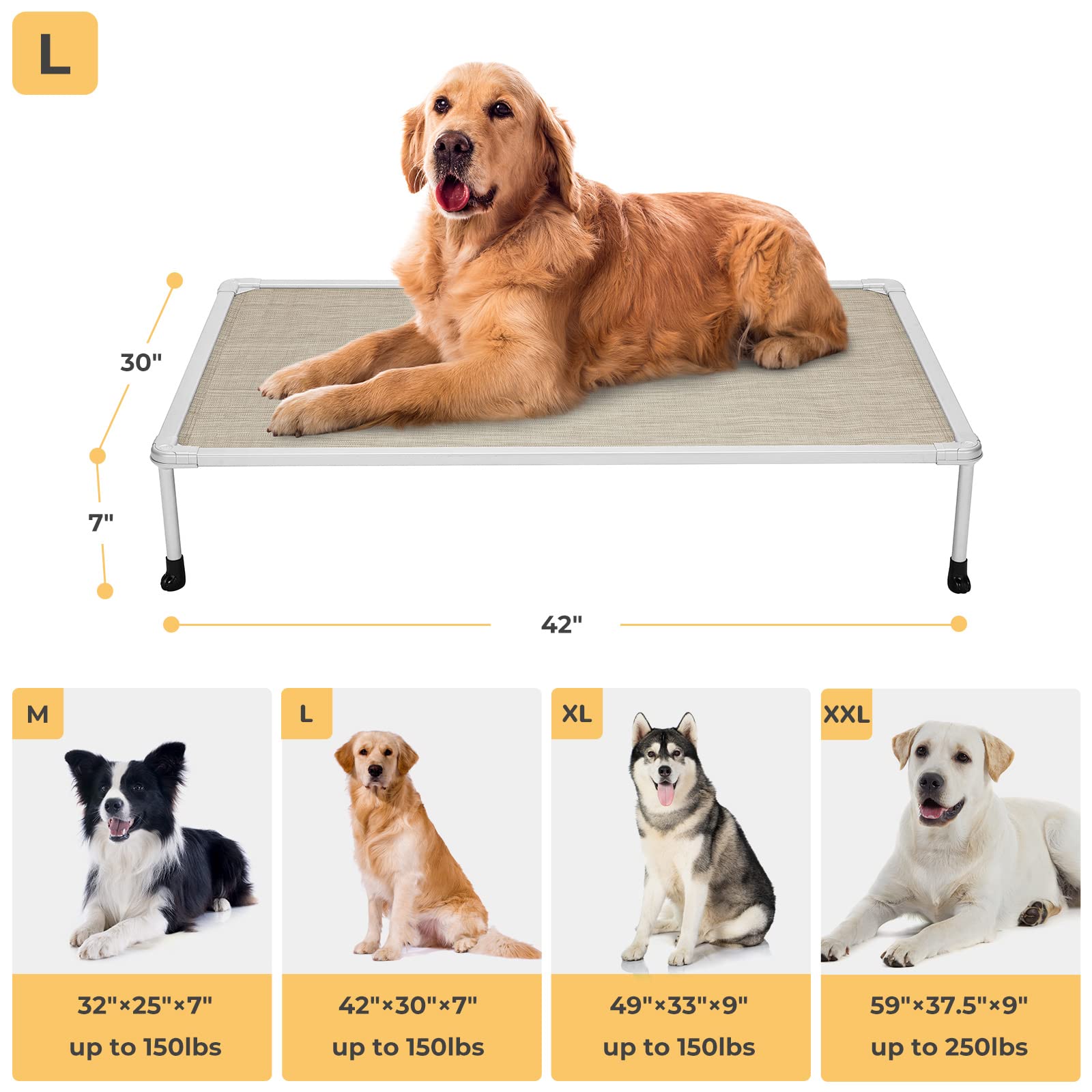 Veehoo raised 7-inch height bed improves airflow and keeps pets dry.