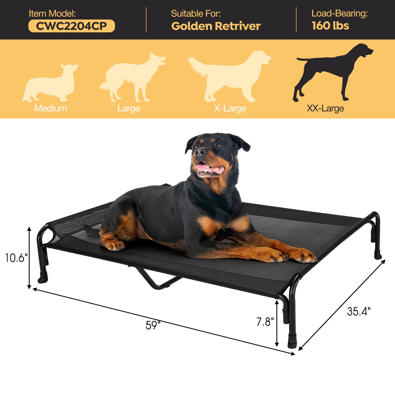 Veehoo XXL bed snaps together with a tool-free setup for easy transport
