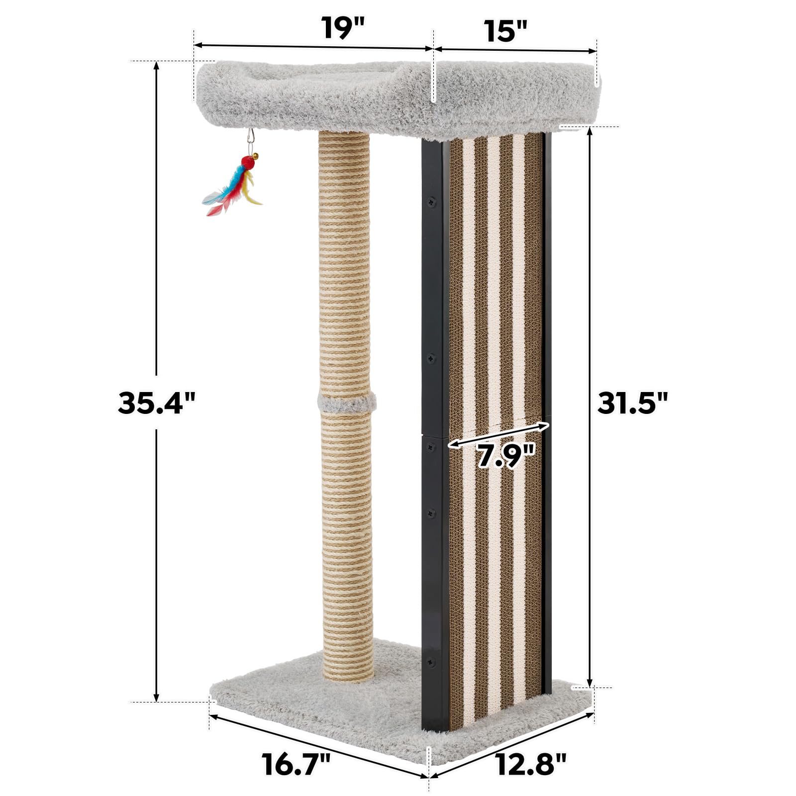 Veehoo 35-tall removable cover on the top perch for easy cleaning.