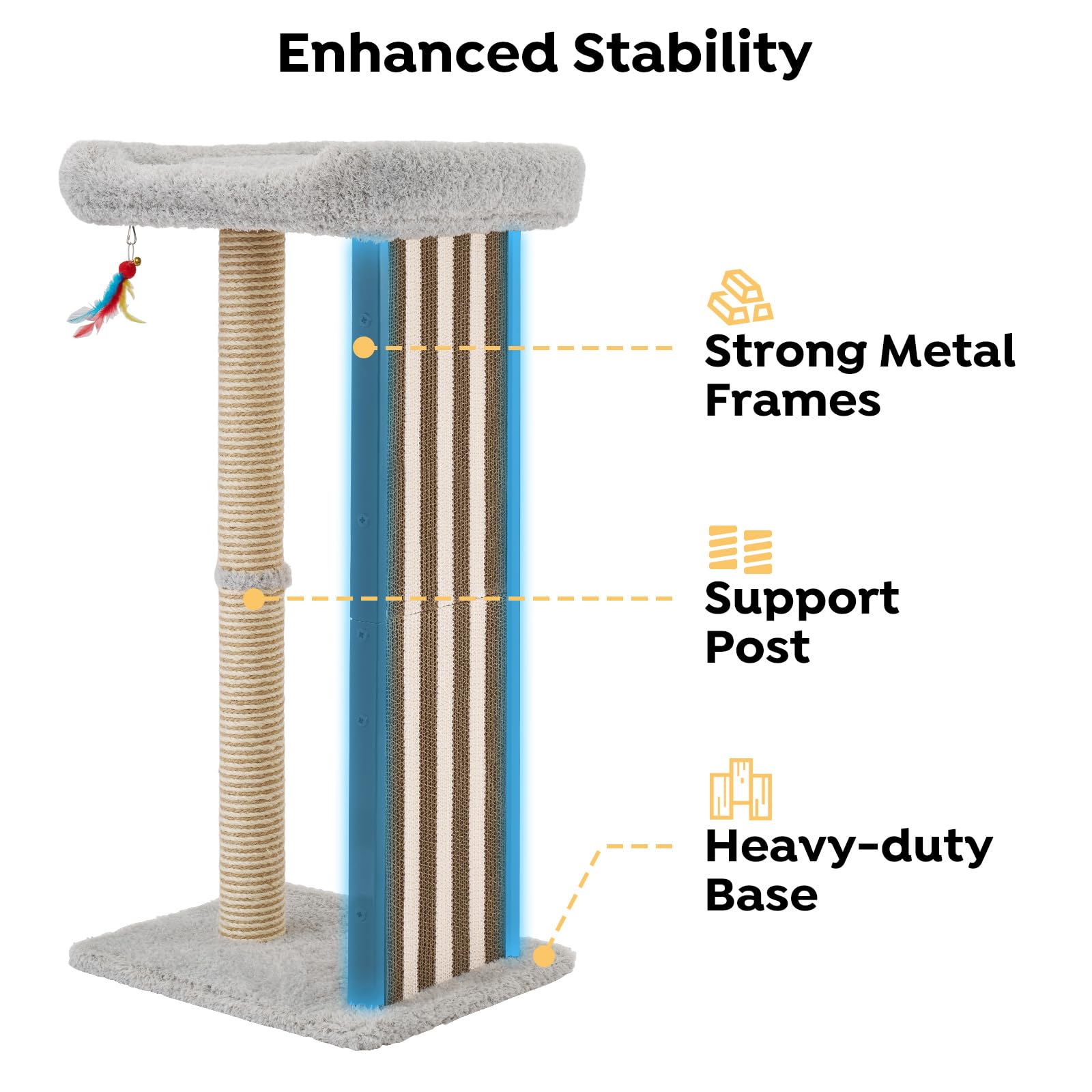 Veehoo 35-tall plush top perch offers roomy lounging and neck support.