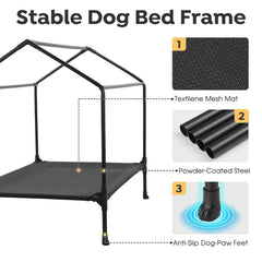 Veehoo 41inch dog house roll-up doors block wind and rain when closed.