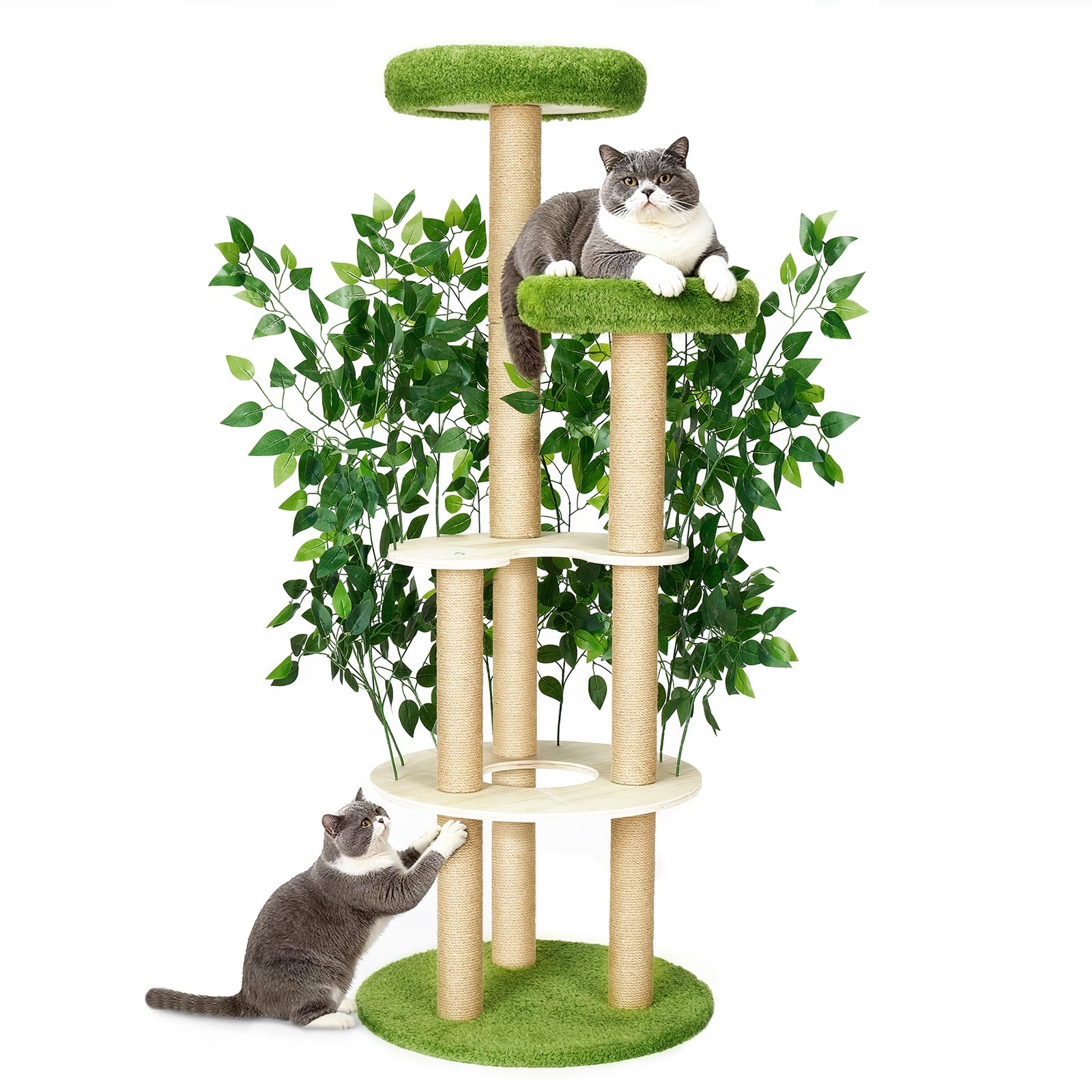 Veehoo cat tree 61-inch tall tower for elevated views and safe play