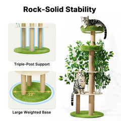 Veehoo cat tree plush top perches provide soft resting spots with neck support