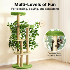 Veehoo cat tree with sisal scratching posts promotes natural clawing and exercise