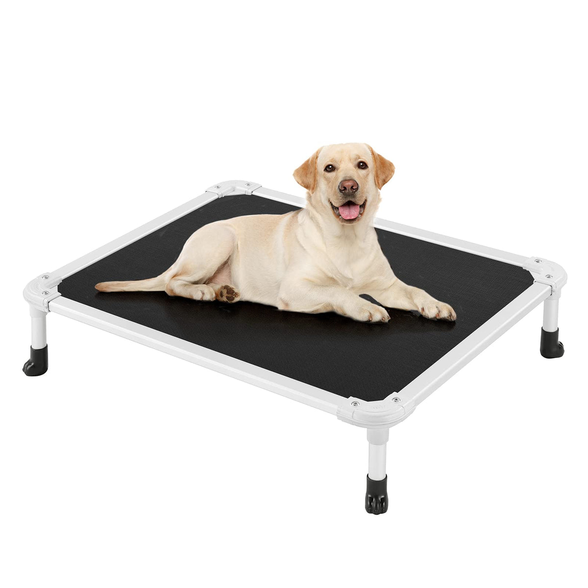 Veehoo chew-proof elevated dog bed frame provides durable support for indoor and outdoor use.