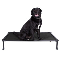 Veehoo chew-proof elevated dog bed frame shows durable construction for chewing resistance.