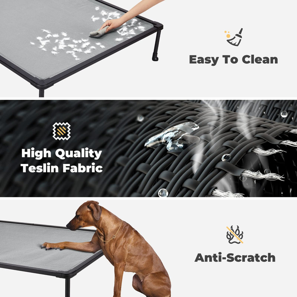 Veehoo chewproof elevated dog bed durable frame emphasizes chew-proof, long-lasting use