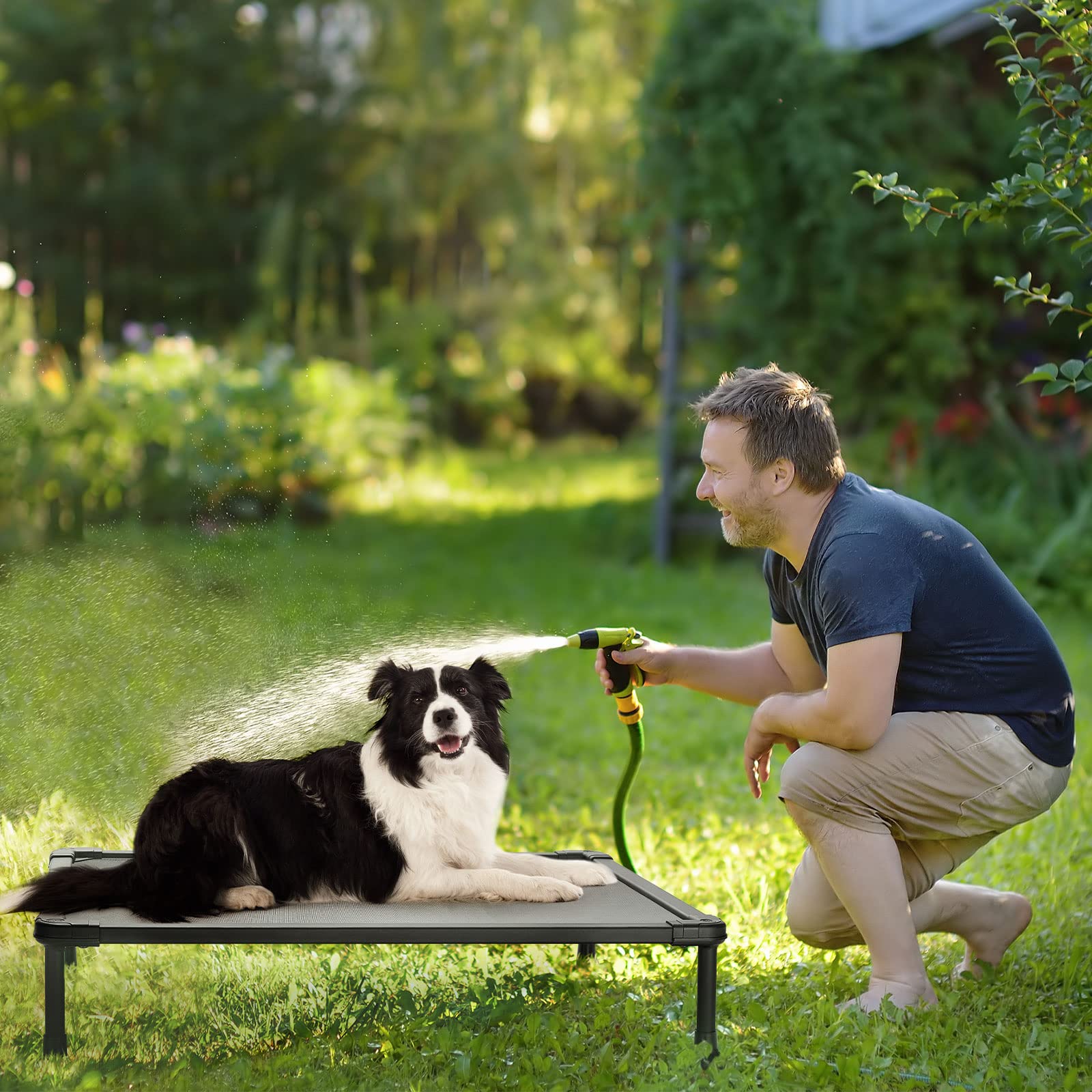 Veehoo chewproof elevated dog bed suited for indoor-outdoor setups and travel